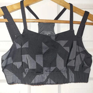Oiselle Sports Bra Black Geometric Print Size 06 / Small Gym‎ Workout Athletic